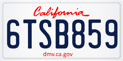 CA license plate 6TSB859