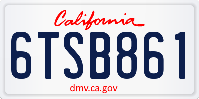 CA license plate 6TSB861
