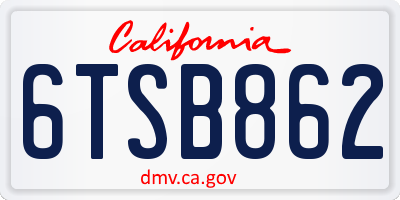 CA license plate 6TSB862