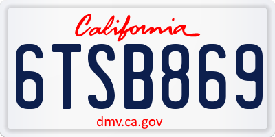 CA license plate 6TSB869