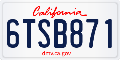CA license plate 6TSB871