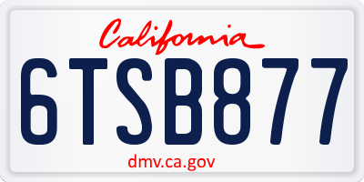 CA license plate 6TSB877
