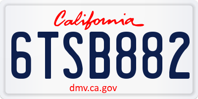CA license plate 6TSB882
