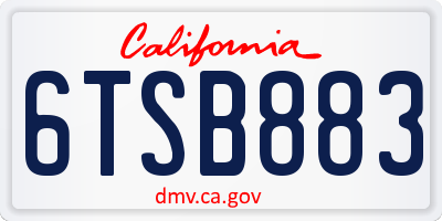 CA license plate 6TSB883