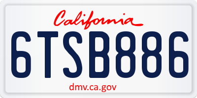 CA license plate 6TSB886