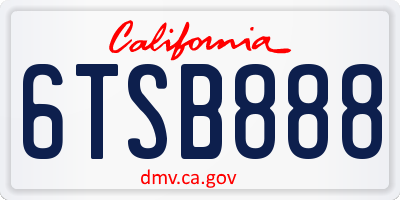 CA license plate 6TSB888