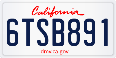 CA license plate 6TSB891
