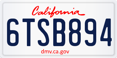 CA license plate 6TSB894