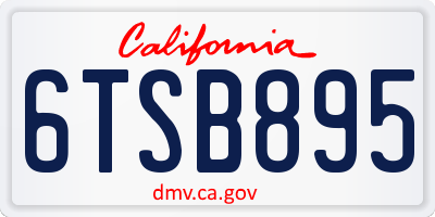 CA license plate 6TSB895