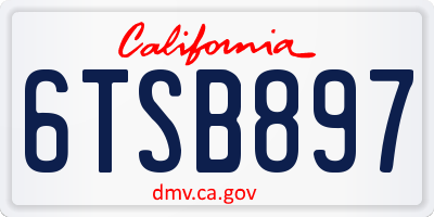 CA license plate 6TSB897