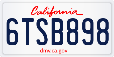 CA license plate 6TSB898