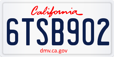 CA license plate 6TSB902