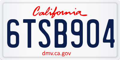CA license plate 6TSB904