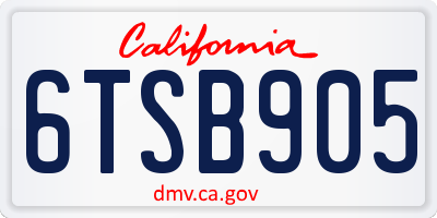 CA license plate 6TSB905