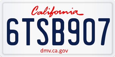 CA license plate 6TSB907