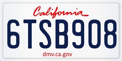 CA license plate 6TSB908