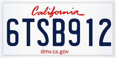 CA license plate 6TSB912