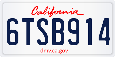 CA license plate 6TSB914