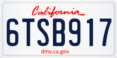 CA license plate 6TSB917