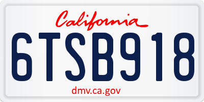 CA license plate 6TSB918