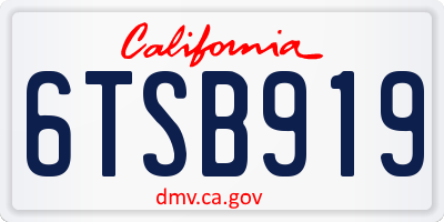 CA license plate 6TSB919