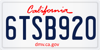 CA license plate 6TSB920
