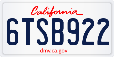 CA license plate 6TSB922