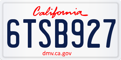 CA license plate 6TSB927