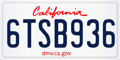 CA license plate 6TSB936