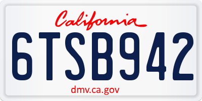 CA license plate 6TSB942