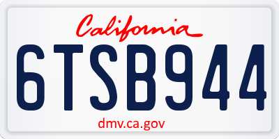 CA license plate 6TSB944