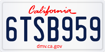 CA license plate 6TSB959