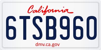 CA license plate 6TSB960