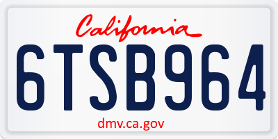 CA license plate 6TSB964