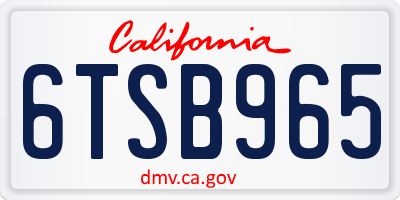 CA license plate 6TSB965