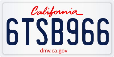 CA license plate 6TSB966