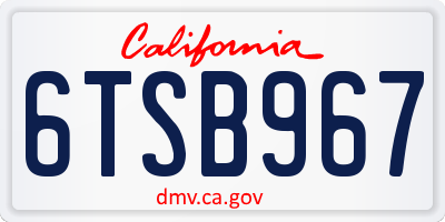CA license plate 6TSB967