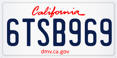 CA license plate 6TSB969