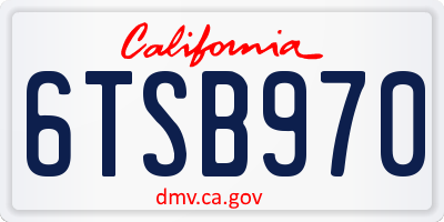 CA license plate 6TSB970