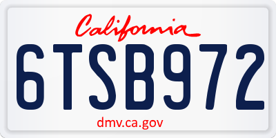 CA license plate 6TSB972