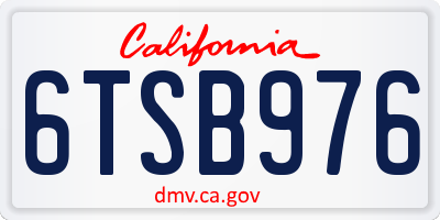 CA license plate 6TSB976