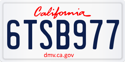 CA license plate 6TSB977