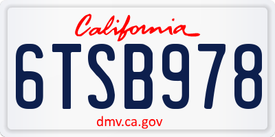 CA license plate 6TSB978