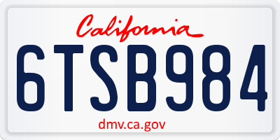 CA license plate 6TSB984