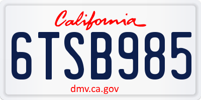 CA license plate 6TSB985