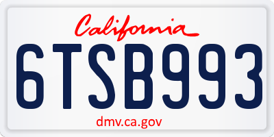 CA license plate 6TSB993