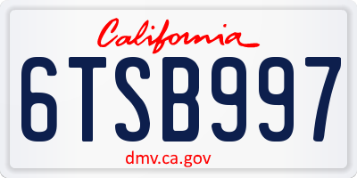 CA license plate 6TSB997