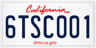 CA license plate 6TSC001