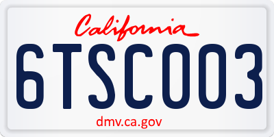 CA license plate 6TSC003