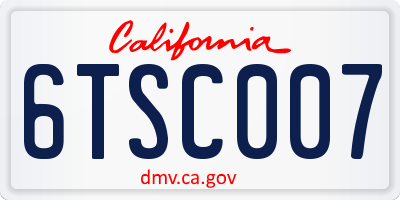 CA license plate 6TSC007